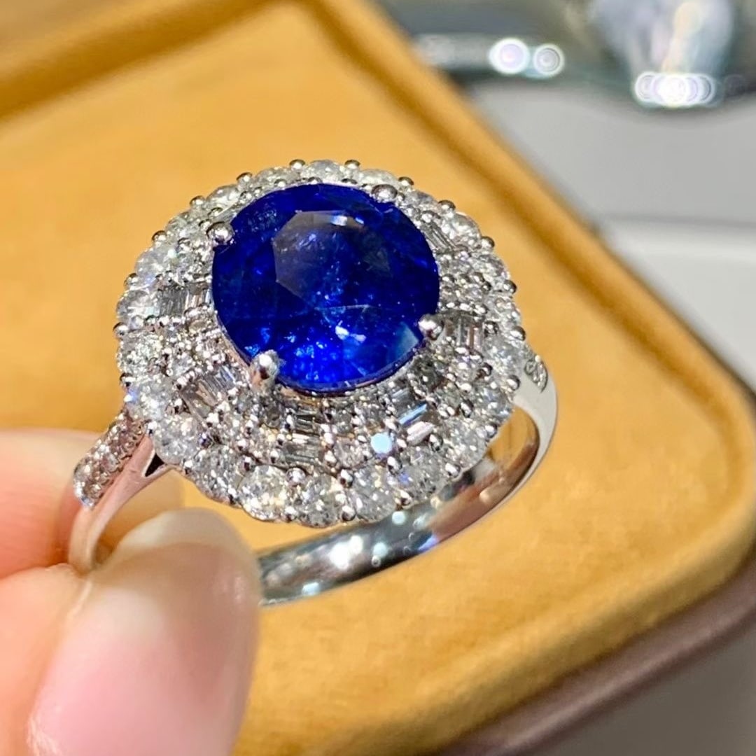 14k Gold 2.45 Ct Natural Sapphire & Diamond Ring - 3