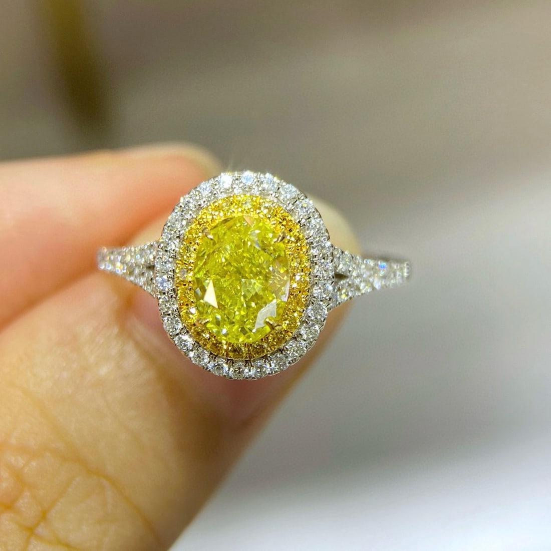 14k Gold 1.41 Ctw Natural Yellow Diamond & Diamond Ring - 2