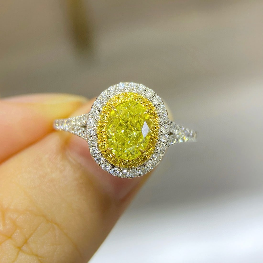 14k Gold 1.41 Ctw Natural Yellow Diamond & Diamond Ring - 3