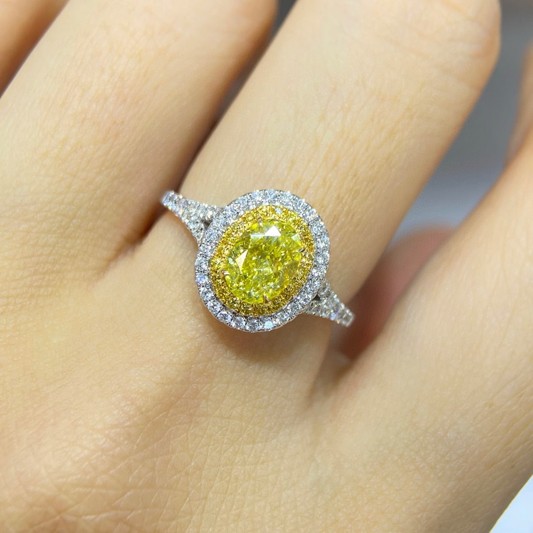 14k Gold 1.41 Ctw Natural Yellow Diamond & Diamond Ring - 4