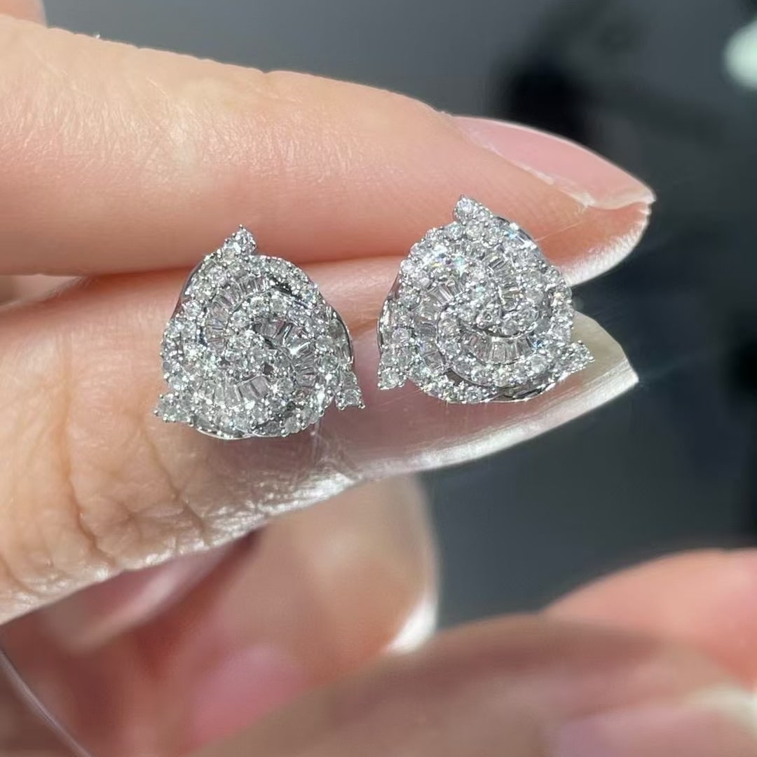 14k Gold 0.55 Ct Natural H Diamond Earrings - 3