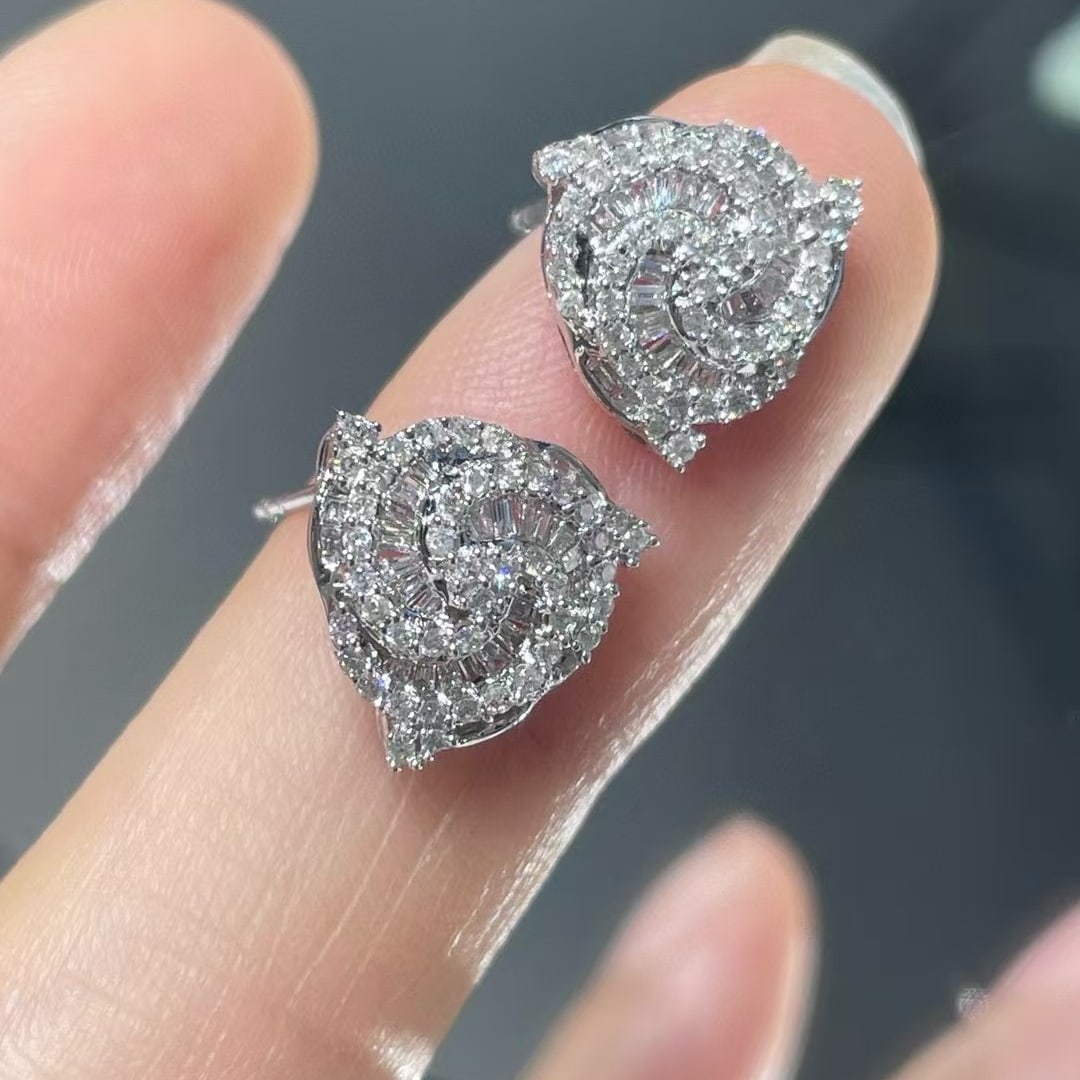 14k Gold 0.55 Ct Natural H Diamond Earrings - 4