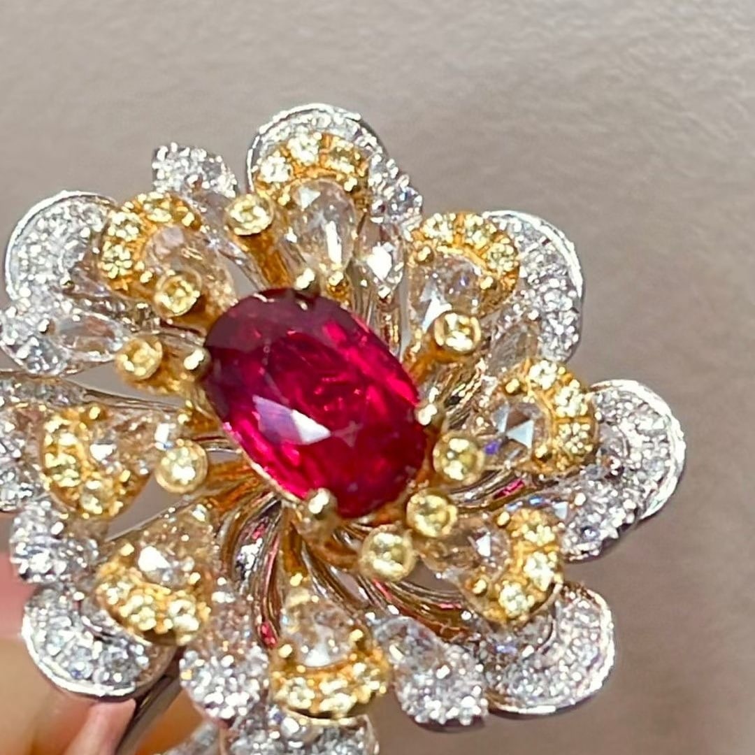 14k Gold 1.88 Ctw Natural Ruby & Diamond Ring - 4