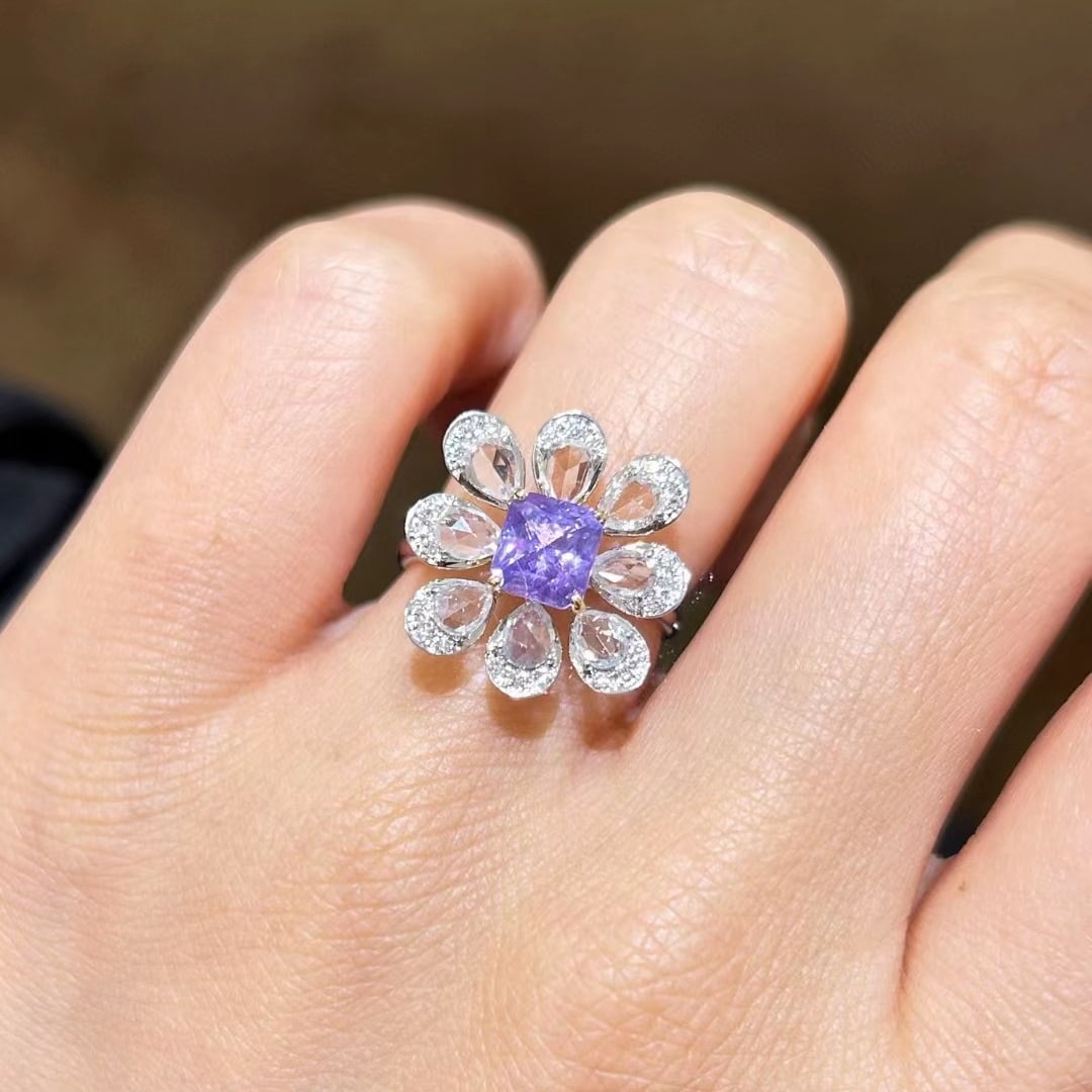 14k Gold 3.37 Ctw Natural Sapphire & Diamond Ring - 4
