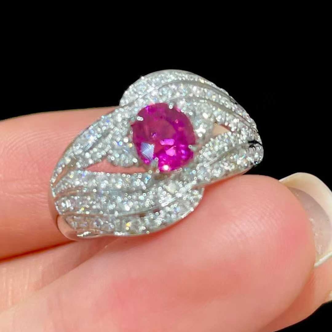 14k Gold 1.13 Ct Natural Sapphire & Diamond Ring - 2