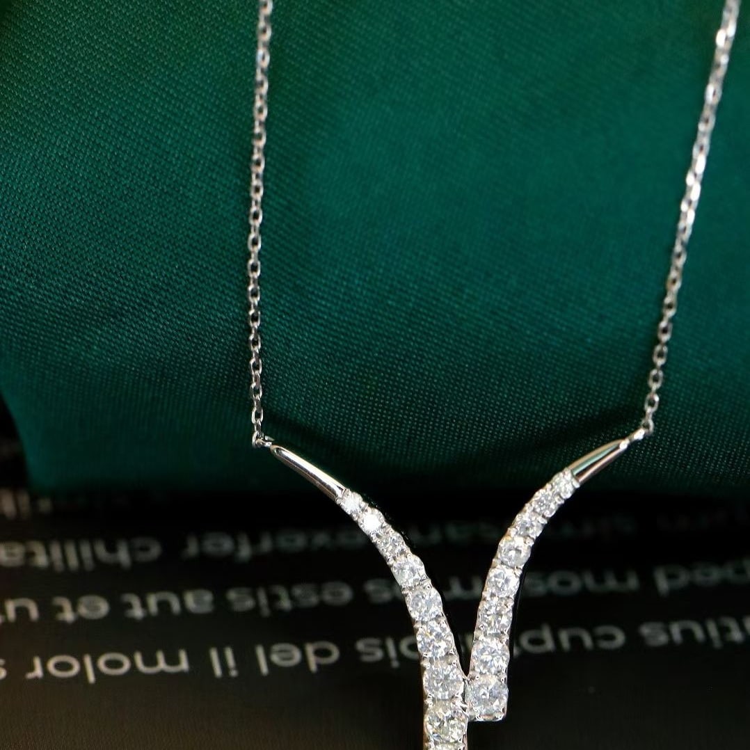 14k Gold 0.65 Ct Natural H Diamond Necklace - 4