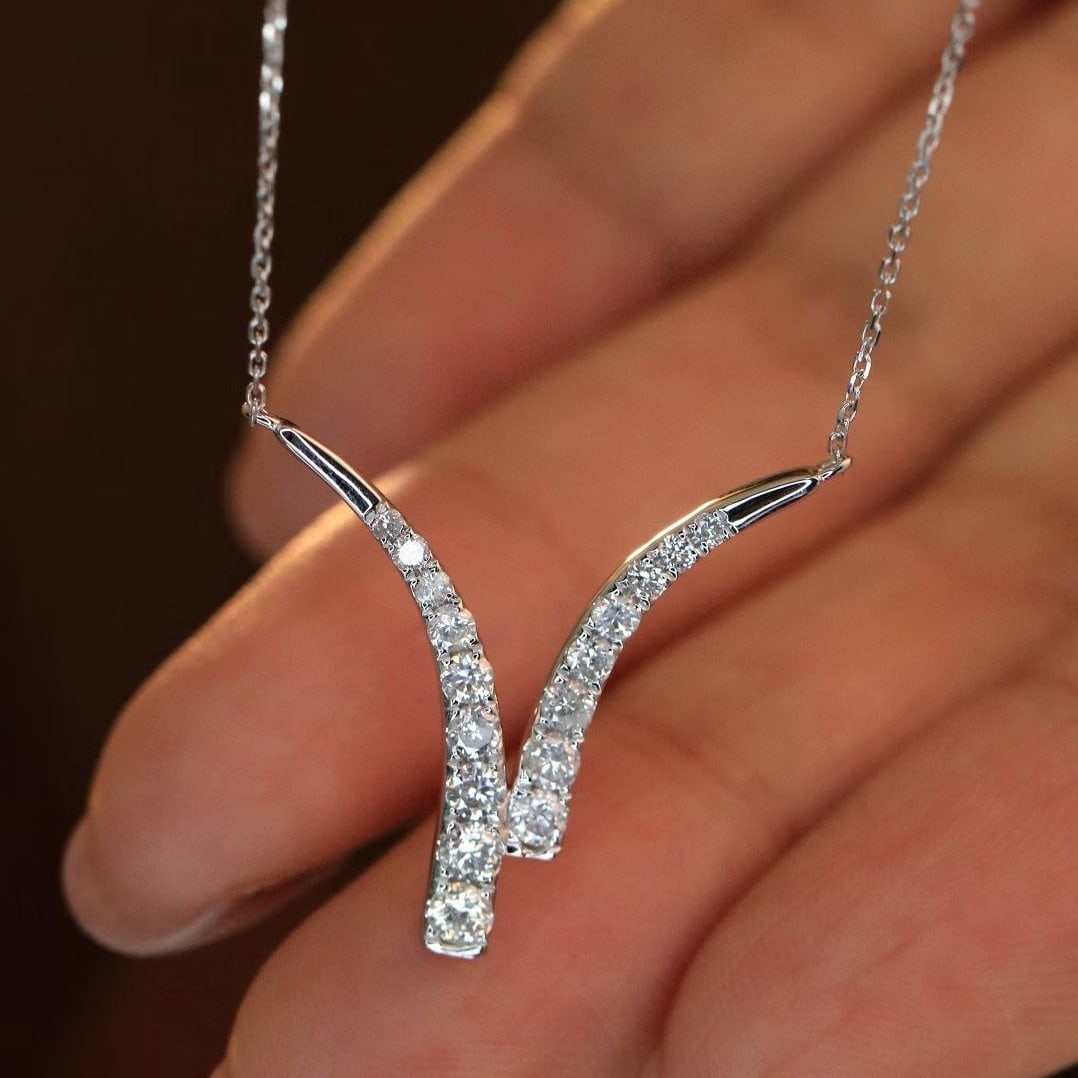 14k Gold 0.65 Ct Natural H Diamond Necklace - 5