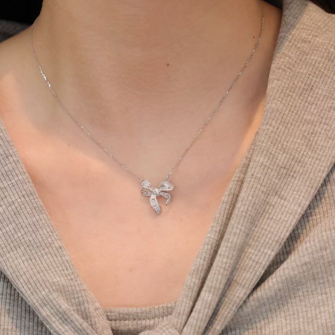 14k Gold 0.45 Ct Natural H Diamond Necklace - 3