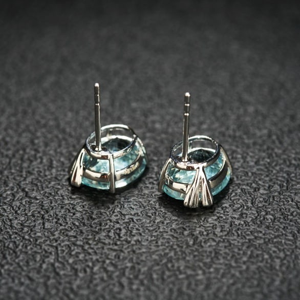 14k Gold 6.05 Ct Natural Aquamarine Earrings - 4