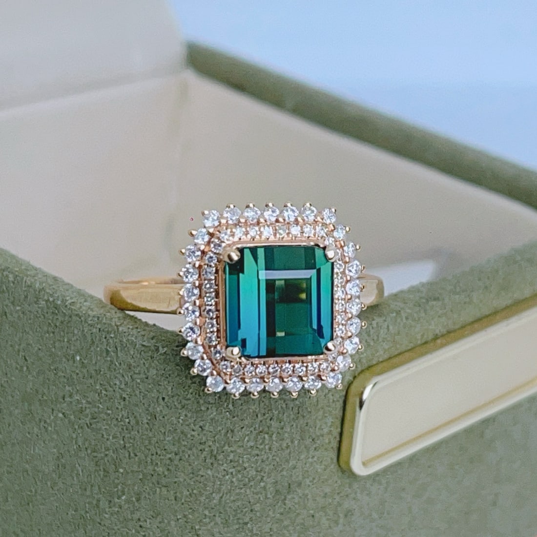 14k Gold 2.35 Ct Natural Tourmaline & Diamond Ring - 2