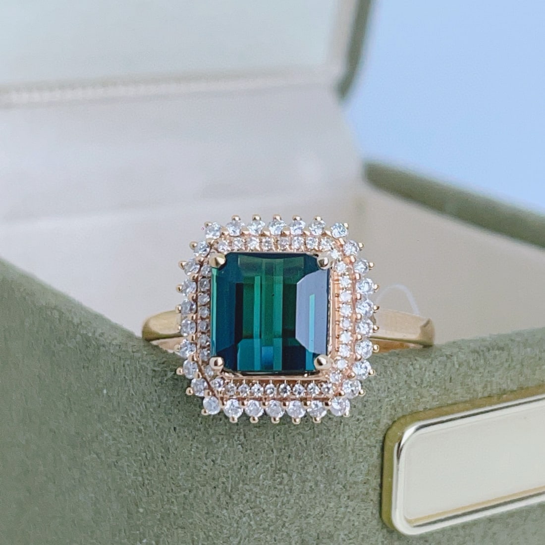 14k Gold 2.35 Ct Natural Tourmaline & Diamond Ring - 4