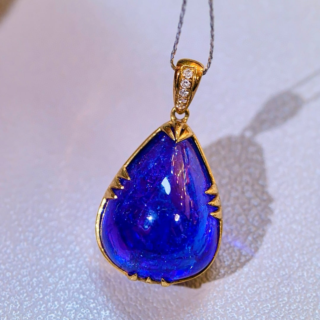 14k Gold 14.55 Ct Natural Tanzanite & Diamond Pendant( Without Chain ) (1 of 7)