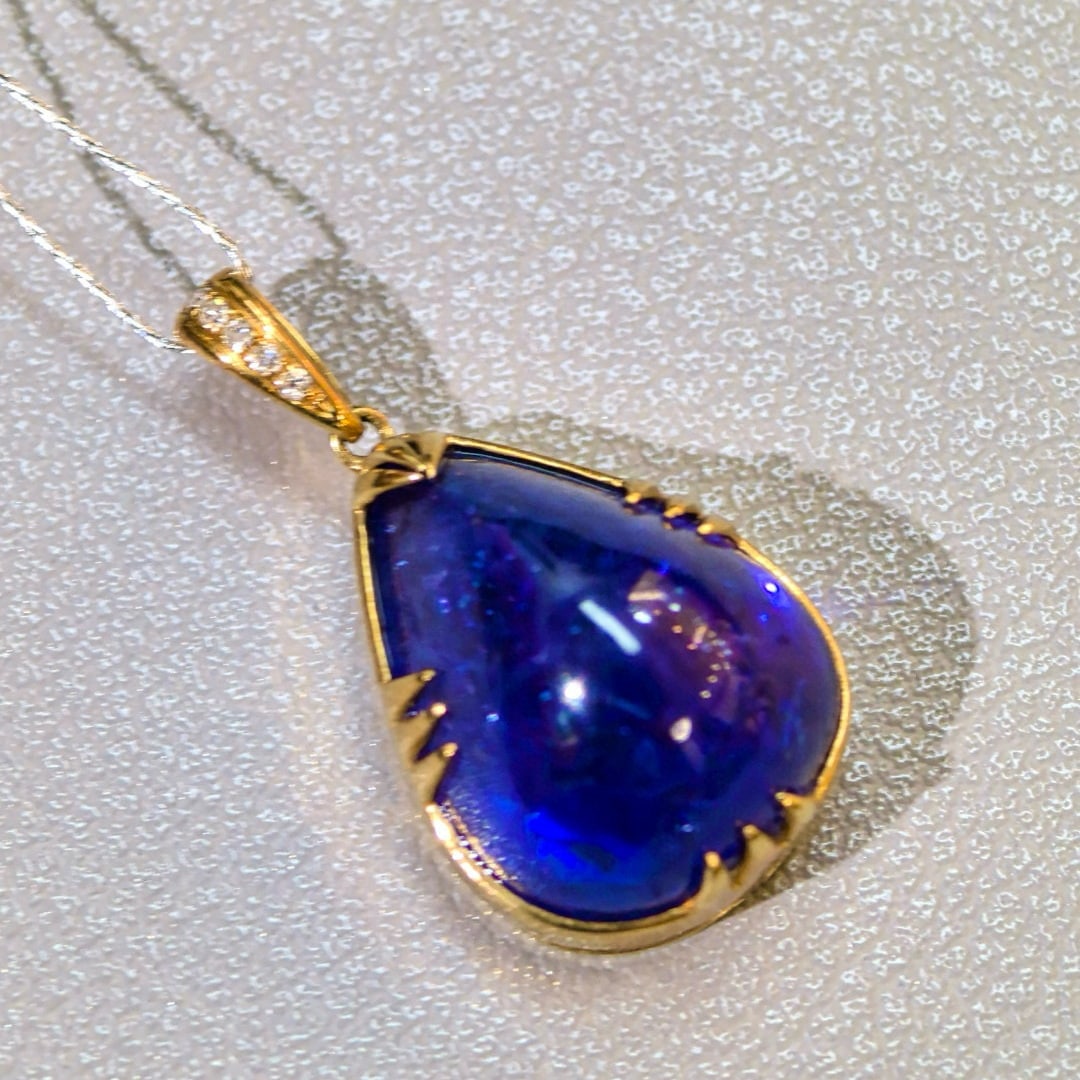 14k Gold 14.55 Ct Natural Tanzanite & Diamond Pendant( Without Chain ) - 4