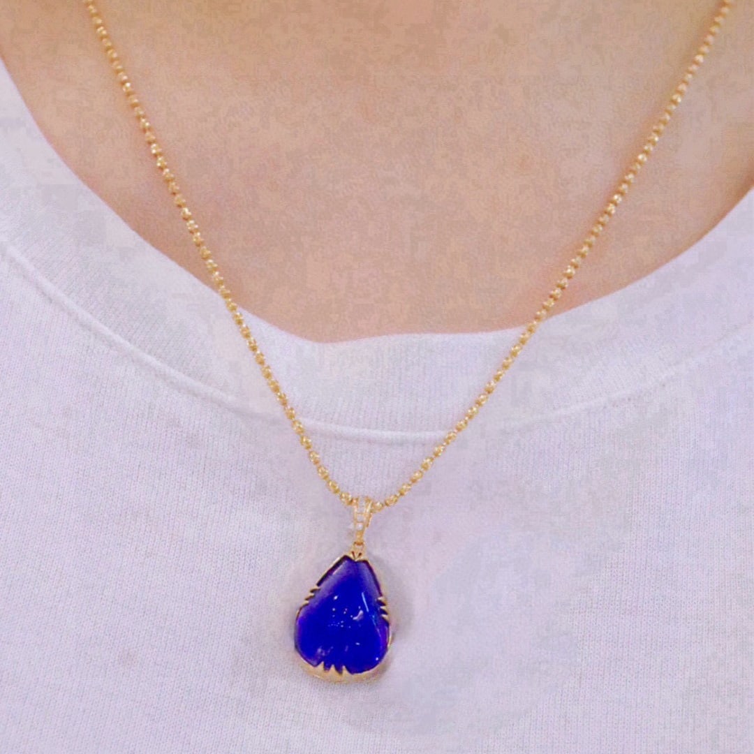 14k Gold 14.55 Ct Natural Tanzanite & Diamond Pendant( Without Chain ) - 6