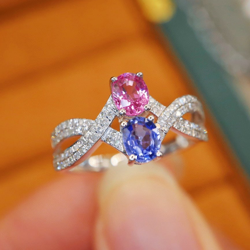 14k Gold 1.28 Ctw Natural Sapphire & Diamond Ring - 2