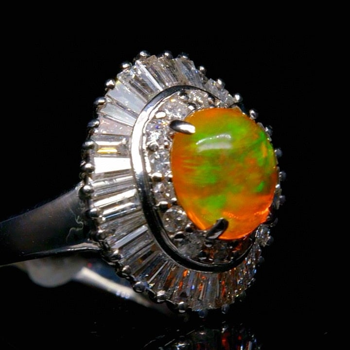 14k Gold 3.61 Ctw Natural Opal & Diamond Ring - 2