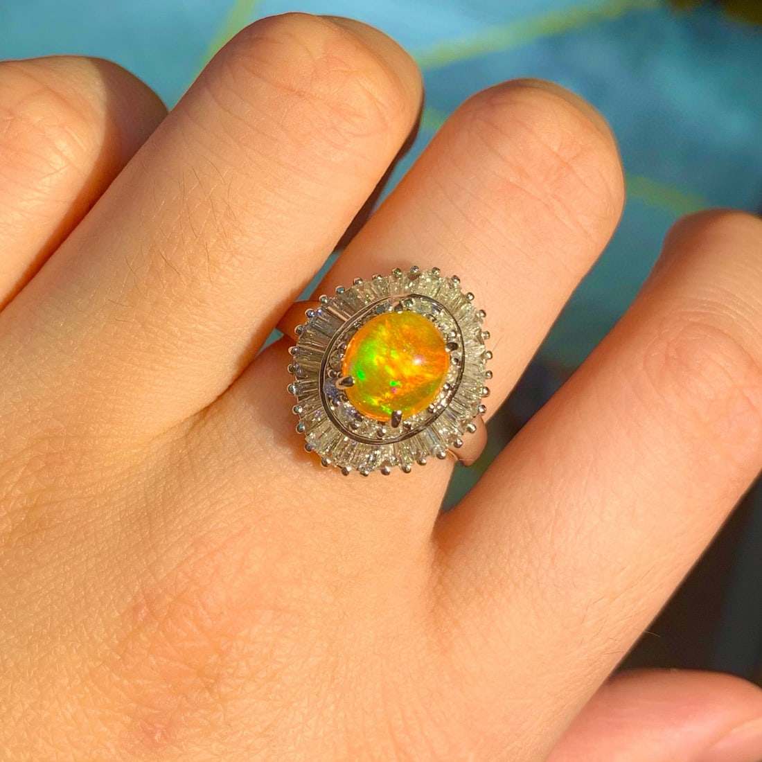 14k Gold 3.61 Ctw Natural Opal & Diamond Ring - 5