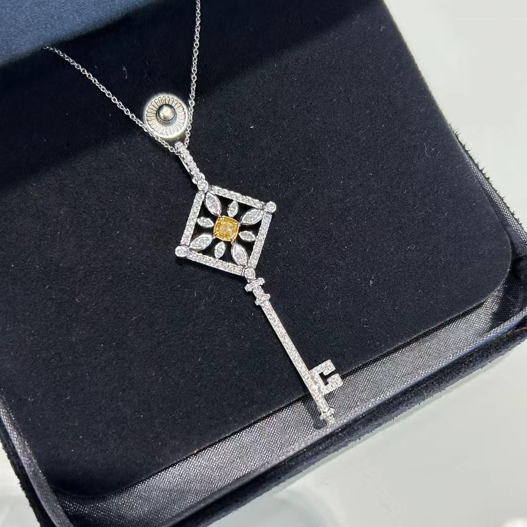 14k Gold 1.01 Ctw Natural Yellow Diamond & Diamond Necklace - 3