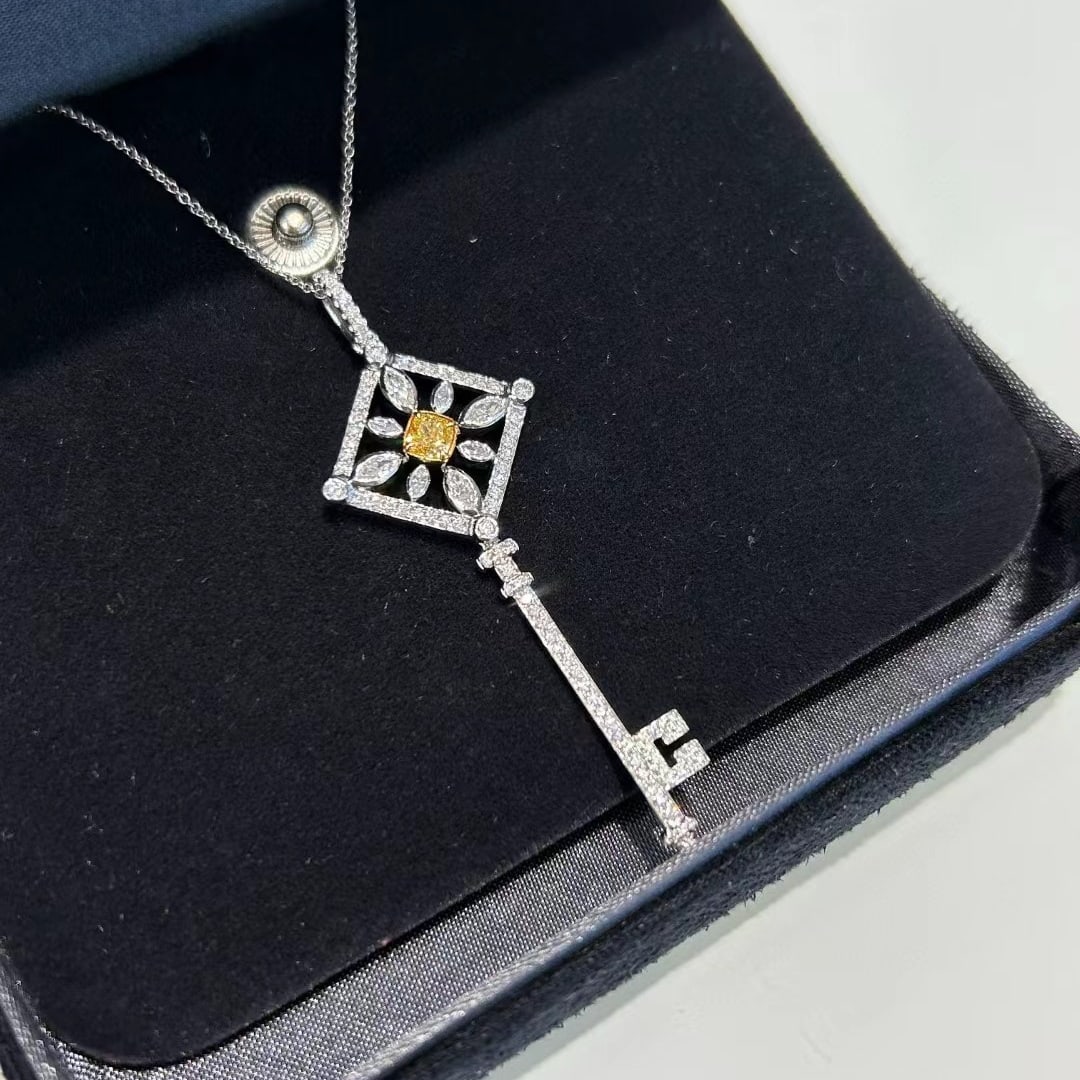 14k Gold 1.01 Ctw Natural Yellow Diamond & Diamond Necklace - 4