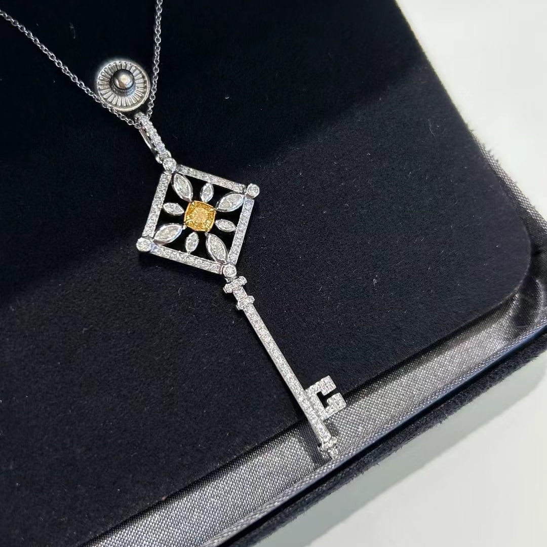 14k Gold 1.01 Ctw Natural Yellow Diamond & Diamond Necklace - 5