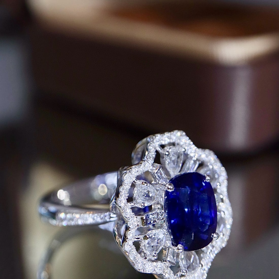 14k Gold 3.15 Ctw Natural Sapphire & Diamond Ring - 2
