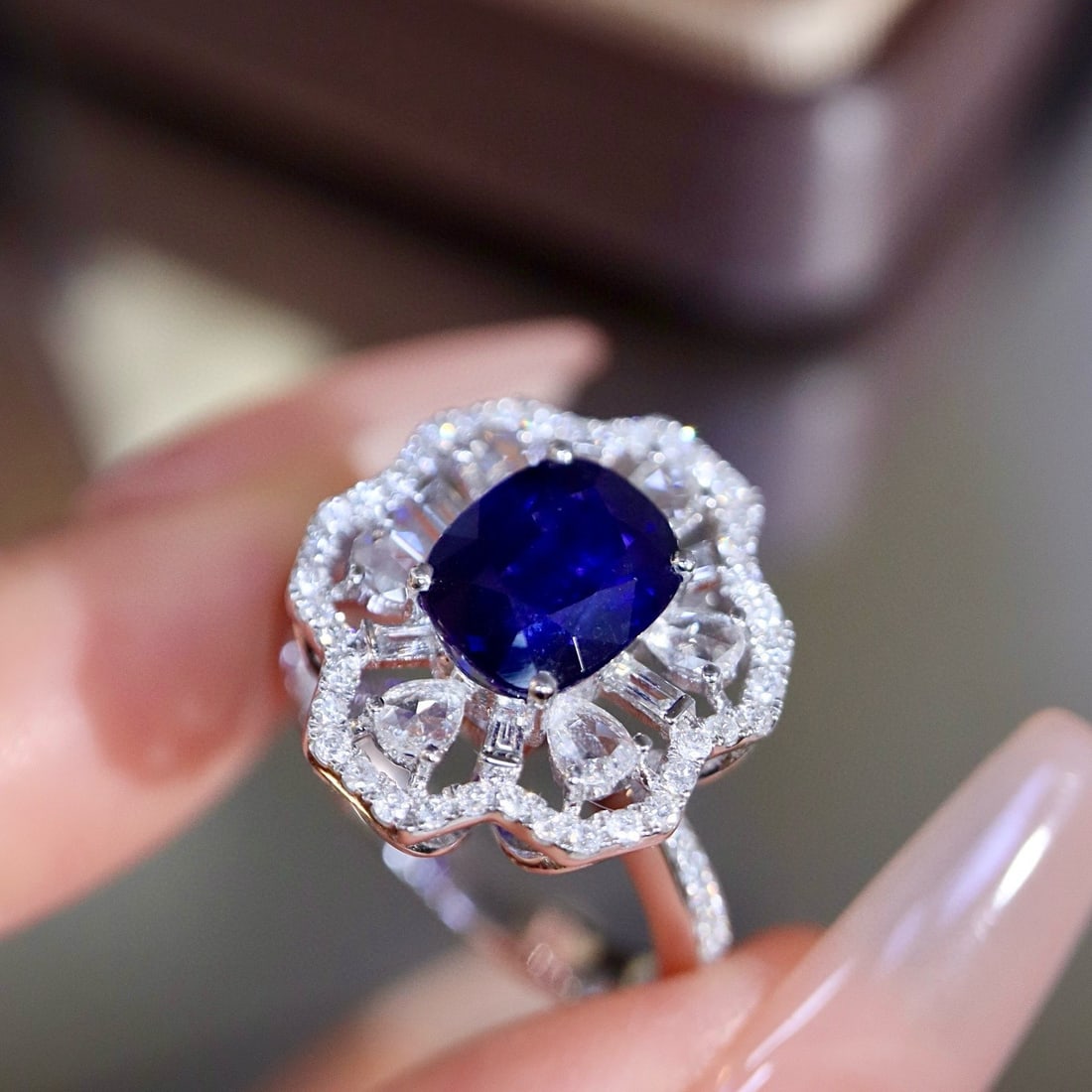14k Gold 3.15 Ctw Natural Sapphire & Diamond Ring - 5
