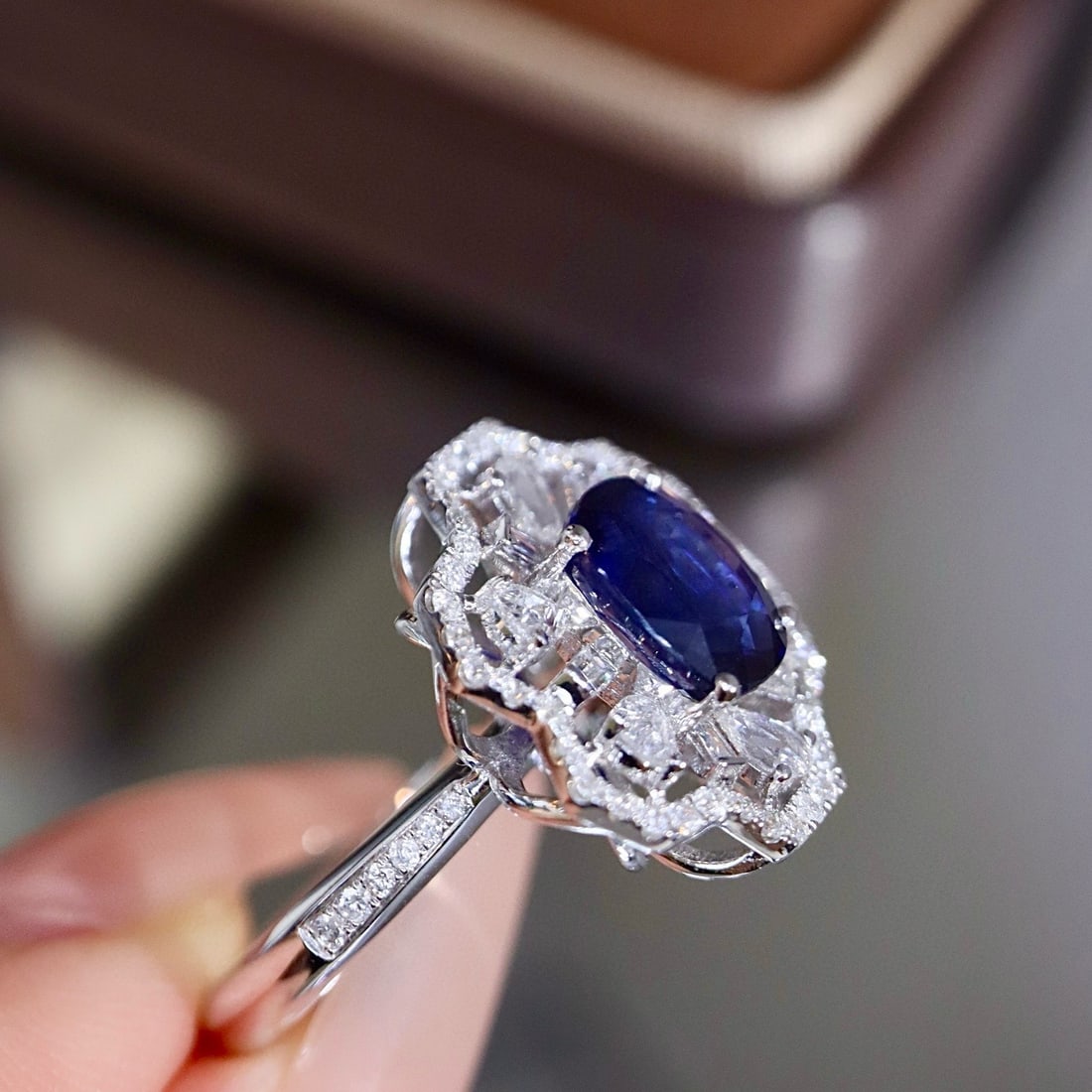 14k Gold 3.15 Ctw Natural Sapphire & Diamond Ring - 7