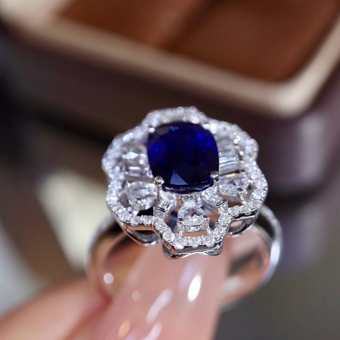 14k Gold 3.15 Ctw Natural Sapphire & Diamond Ring - 8