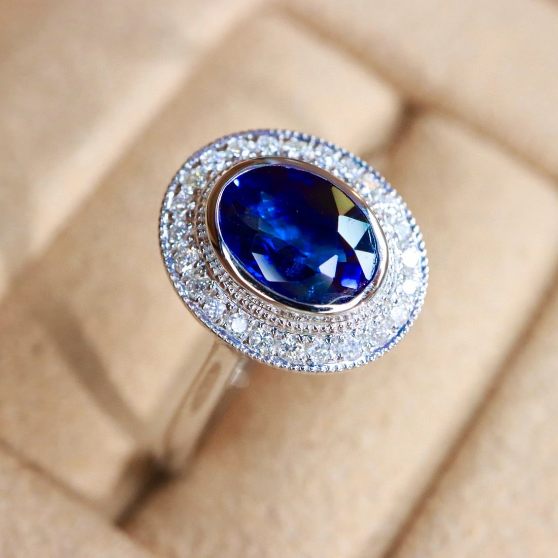 14k Gold 1.04 Ctw Natural Sapphire & Diamond Ring - 3
