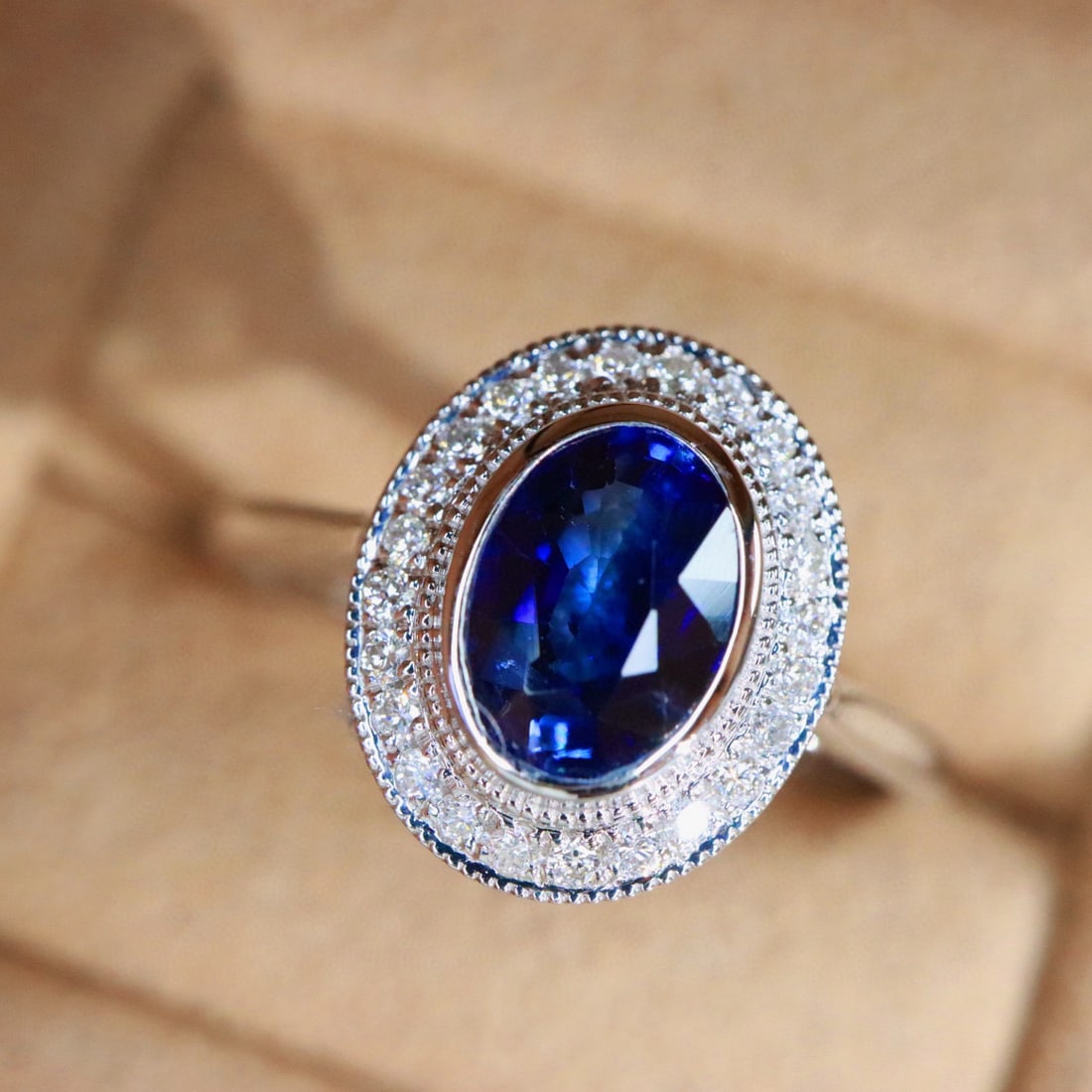 14k Gold 1.04 Ctw Natural Sapphire & Diamond Ring - 4