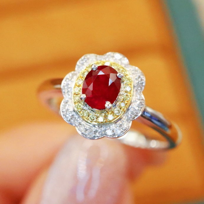 14k Gold 0.77 Ctw Natural Ruby & Diamond Ring - 2