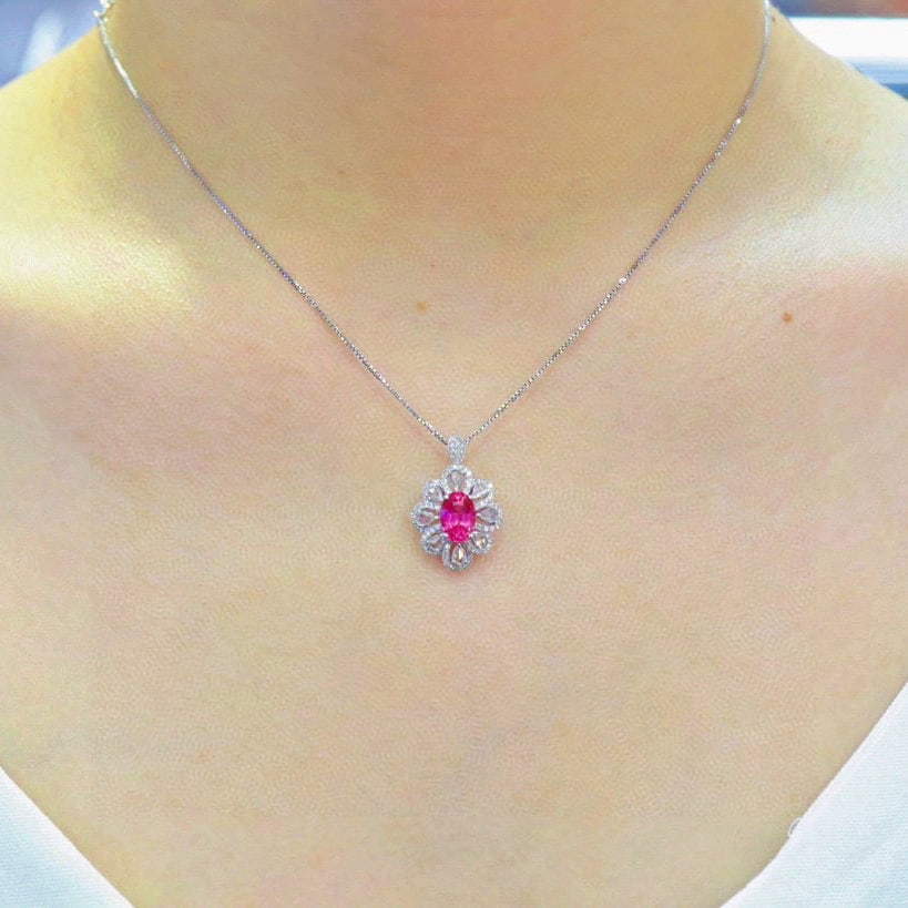 14k Gold 2.16 Ctw Natural Padparadscha Sapphire & Diamond Ring/pendant( Without Chain ) - 8