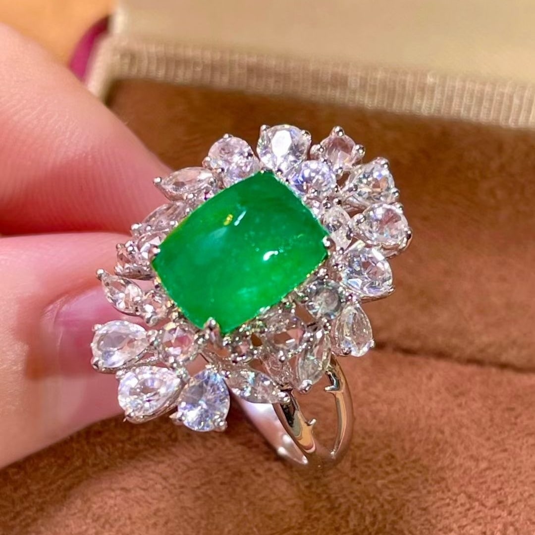 14k Gold 4.70 Ctw Natural Emerald & Sapphire Ring - 2