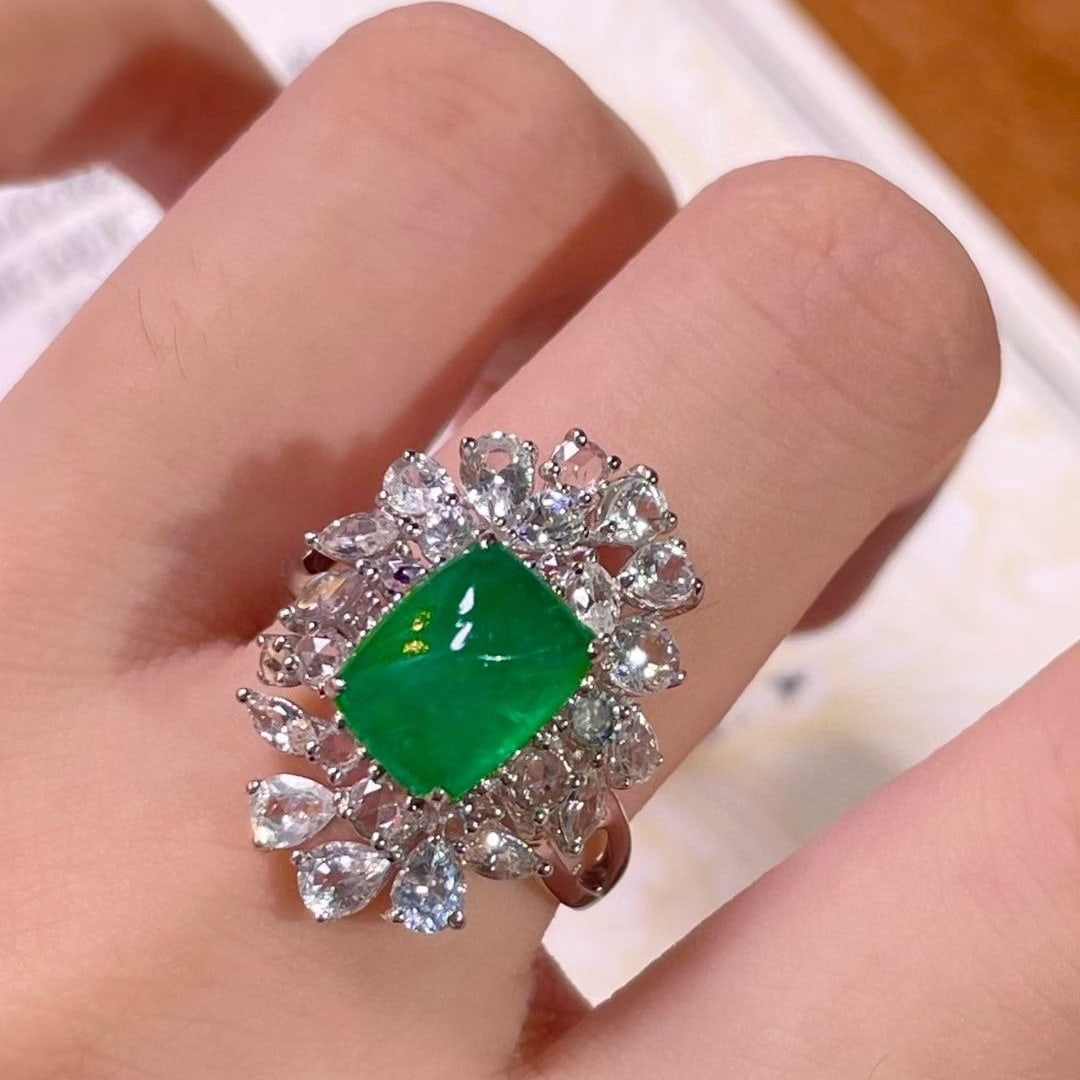 14k Gold 4.70 Ctw Natural Emerald & Sapphire Ring - 3