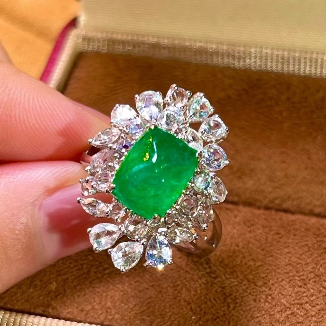 14k Gold 4.70 Ctw Natural Emerald & Sapphire Ring - 6