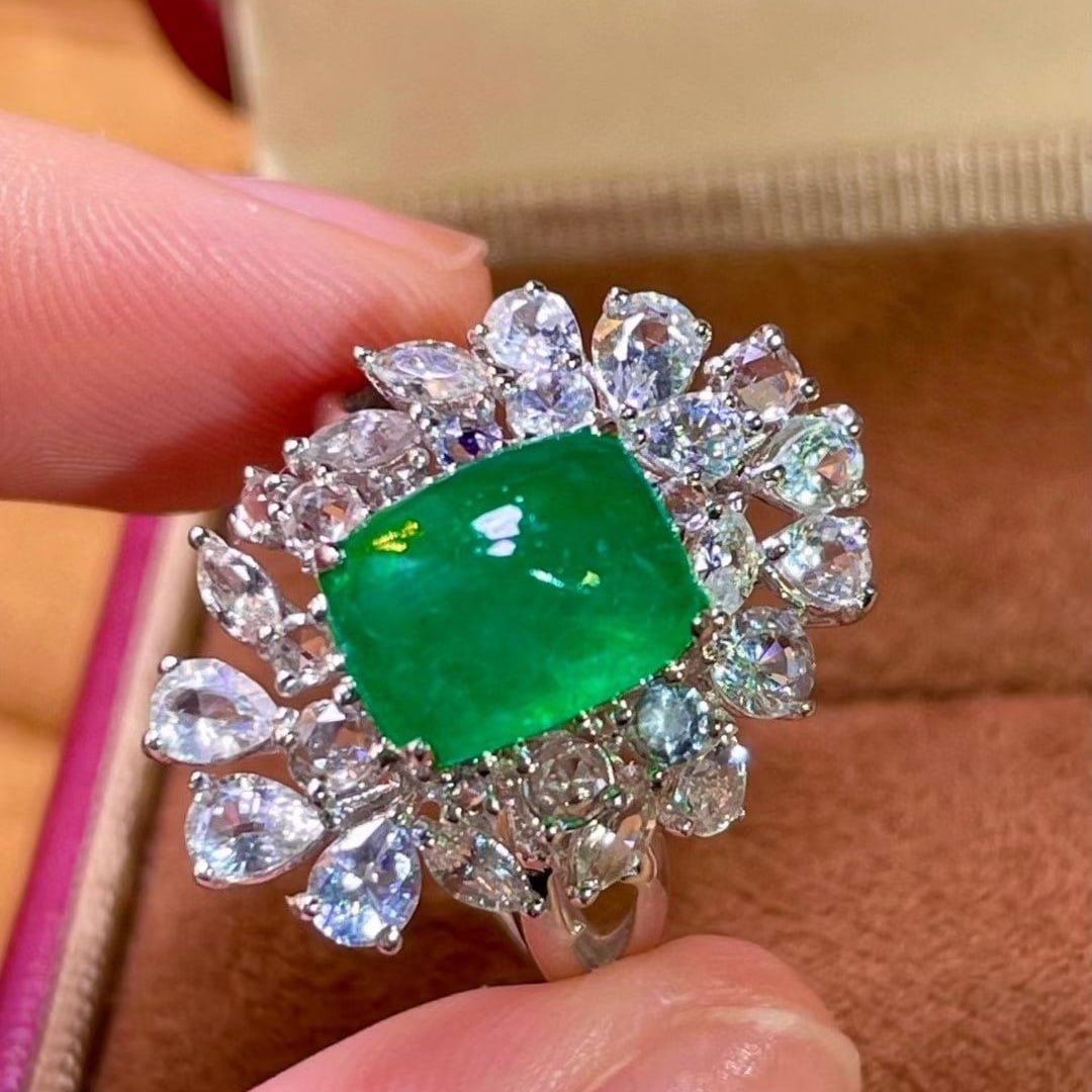 14k Gold 4.70 Ctw Natural Emerald & Sapphire Ring - 7