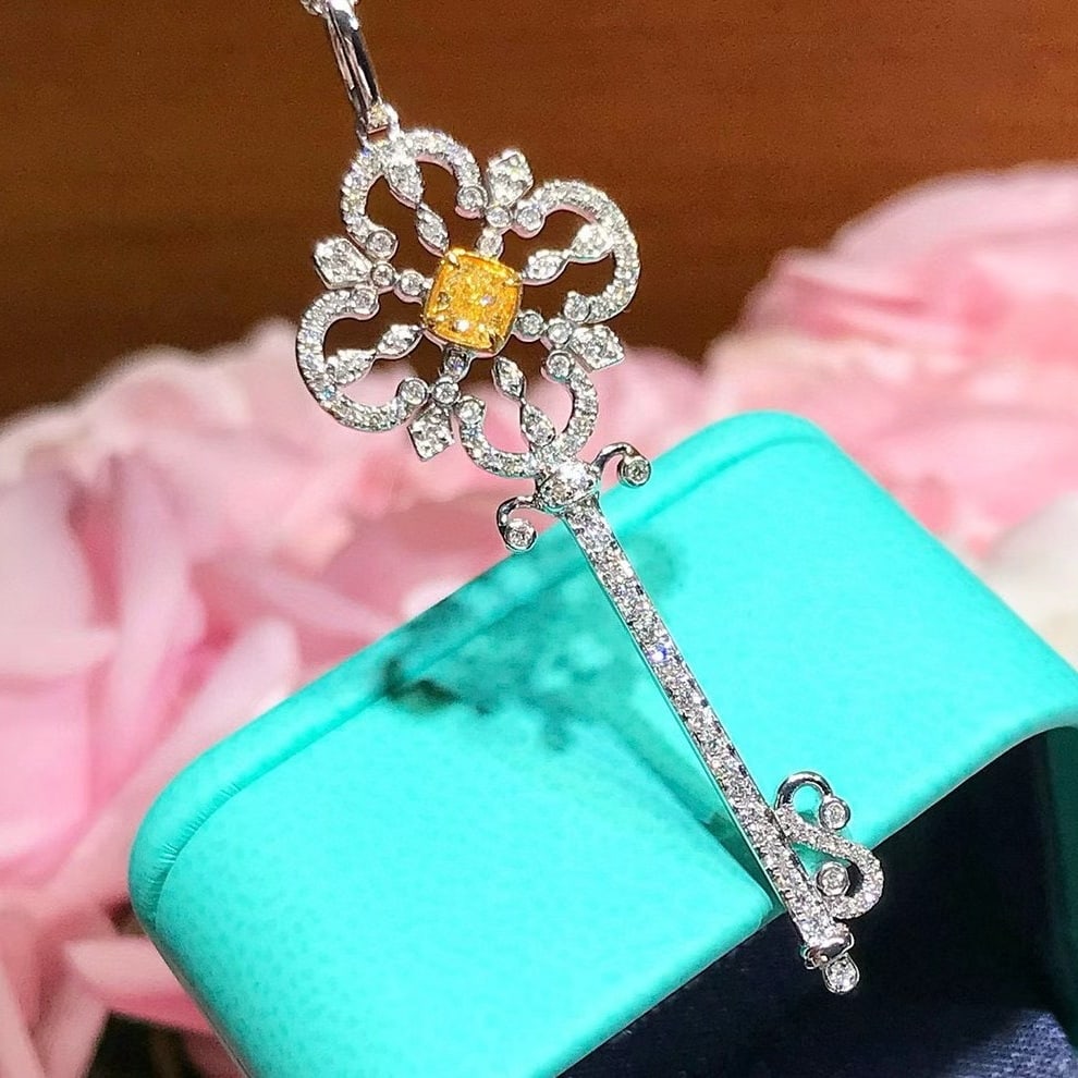 14k Gold 0.77 Ctw Natural Yellow Diamond & Diamond Necklace - 4