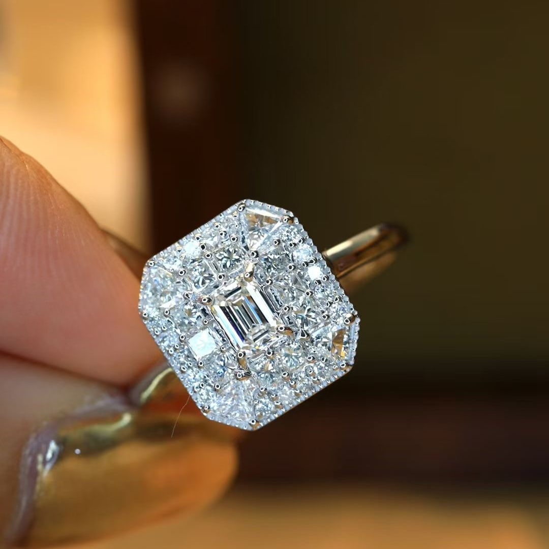 Gia Certified 14k Gold 1.1 Ctw Natural G Vs1 Emerald Diamond Ring - 2