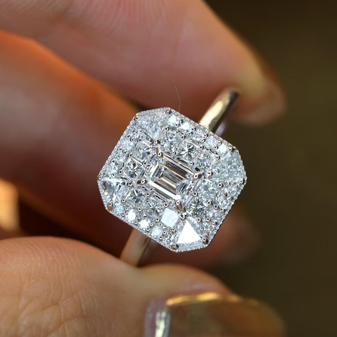Gia Certified 14k Gold 1.1 Ctw Natural G Vs1 Emerald Diamond Ring - 3
