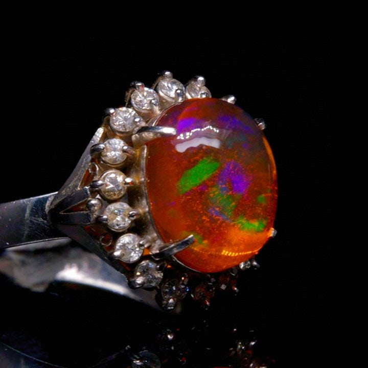 14k Gold 3.45 Ctw Natural Opal & Diamond Ring - 2
