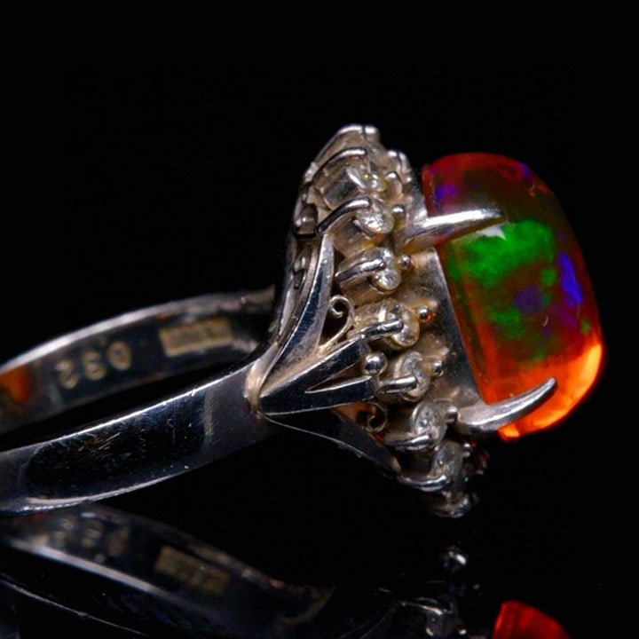 14k Gold 3.45 Ctw Natural Opal & Diamond Ring - 3