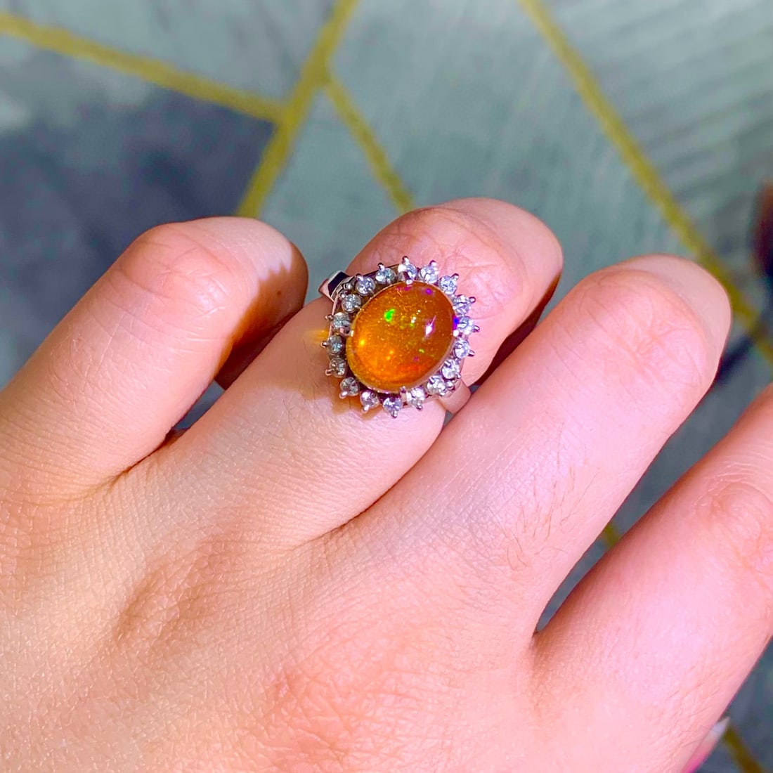 14k Gold 3.45 Ctw Natural Opal & Diamond Ring - 5