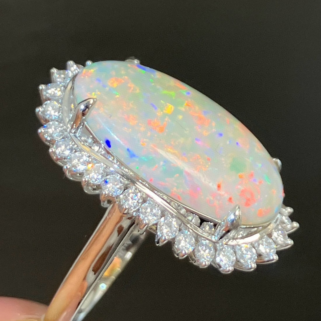 14k Gold 6.36 Ctw Natural Opal & Diamond Ring - 4