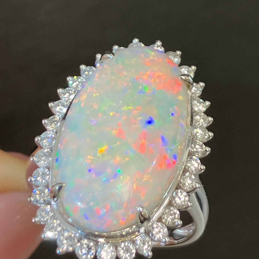 14k Gold 6.36 Ctw Natural Opal & Diamond Ring - 5