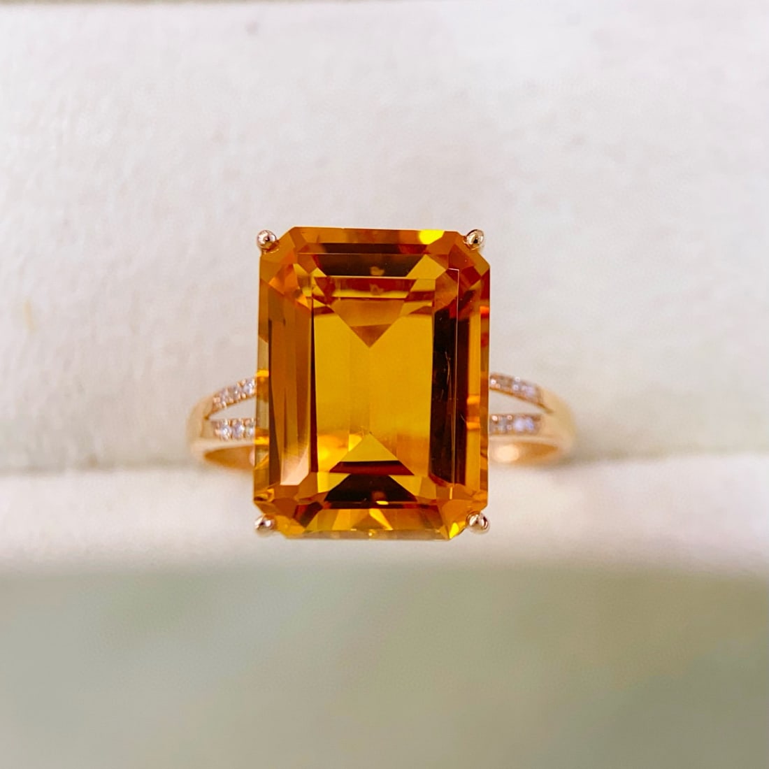14k Gold 6.91 Ctw Natural Citrine & Diamond Ring - 3