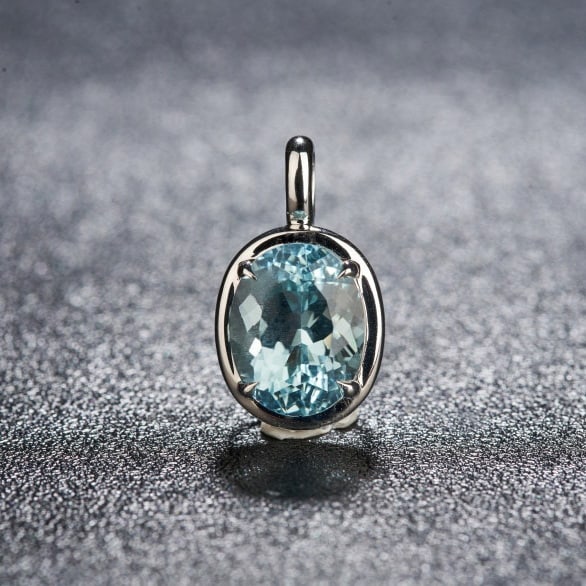 14k Gold 3.34 Ct Natural Aquamarine Pendant( Without Chain ) (1 of 6)