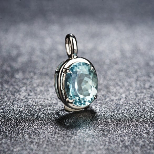 14k Gold 3.34 Ct Natural Aquamarine Pendant( Without Chain ) - 2