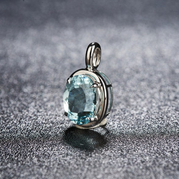 14k Gold 3.34 Ct Natural Aquamarine Pendant( Without Chain ) - 3