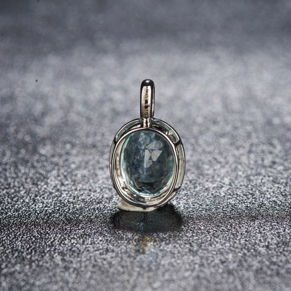 14k Gold 3.34 Ct Natural Aquamarine Pendant( Without Chain ) - 4