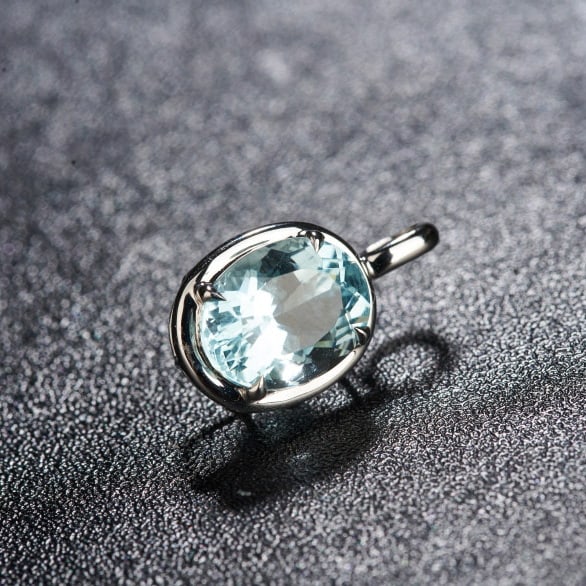 14k Gold 3.34 Ct Natural Aquamarine Pendant( Without Chain ) - 5
